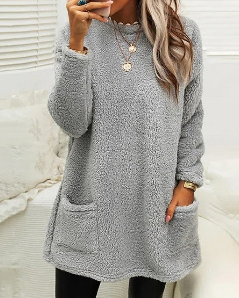 Sofia-Lou - Damenpullover mit Taschen und Rundhalsausschnitt
