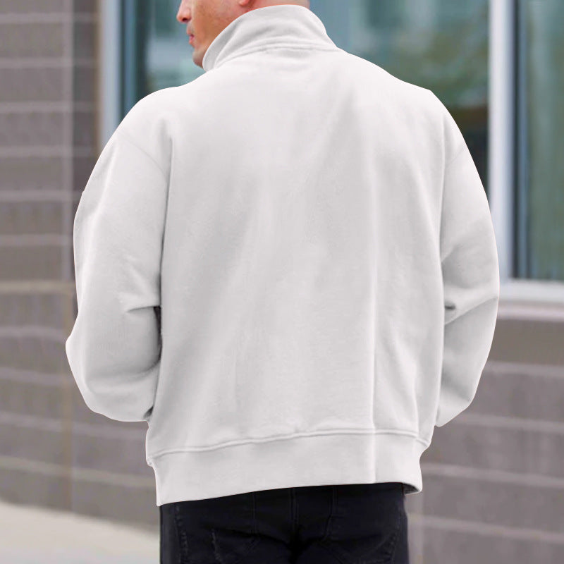 Leon - Herrenpullover mit Stehkragen und halbem Reißverschluss