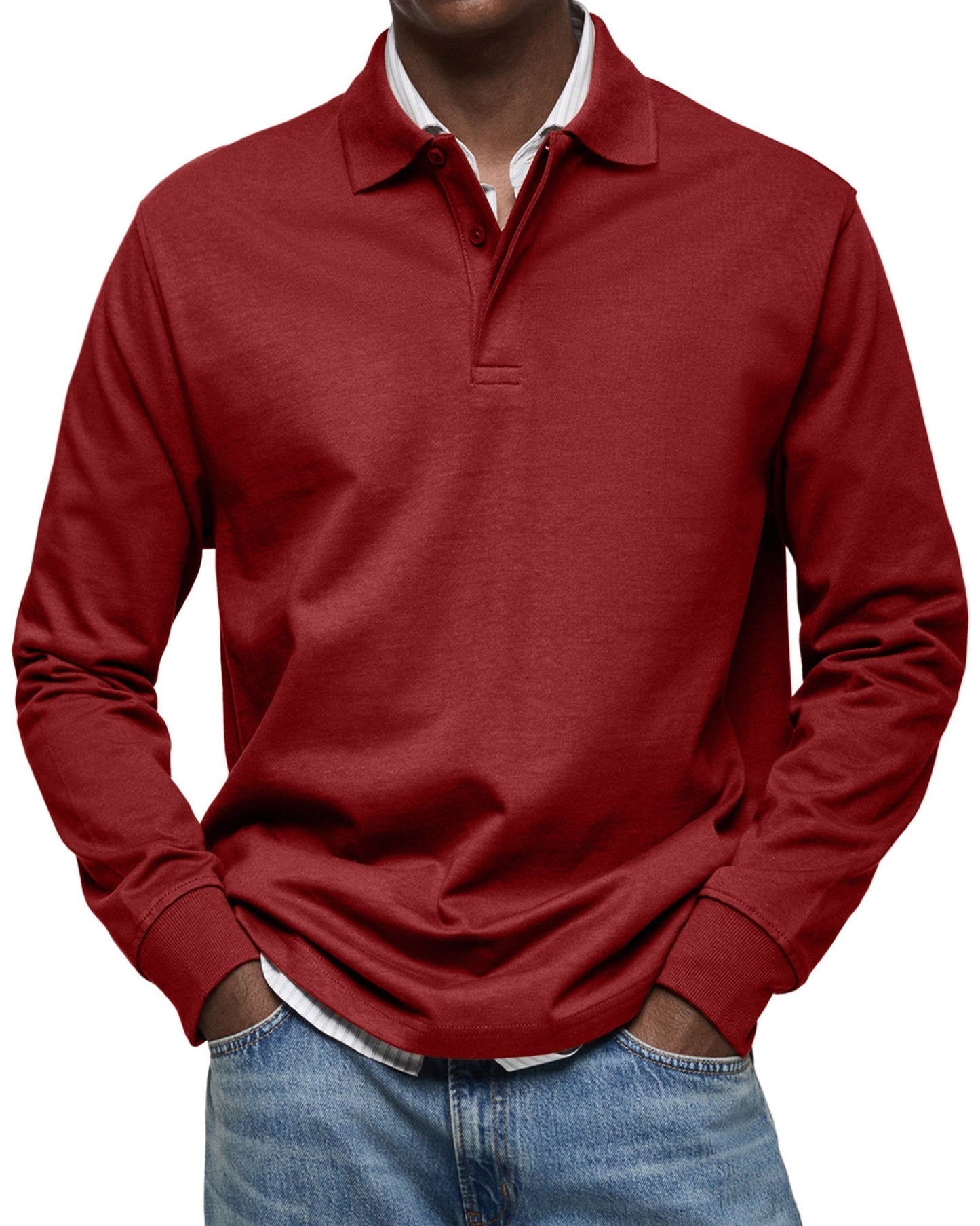 Leonardo - Herren Poloshirt langarm mit Knopfleiste