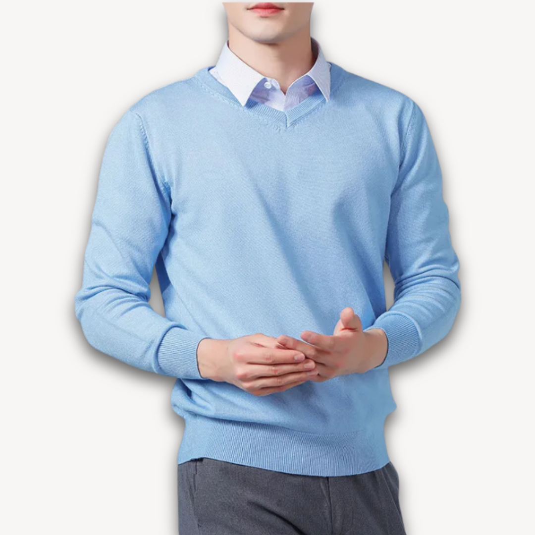 Nicolas - Herrenpullover mit V-Ausschnitt und langen Ärmeln