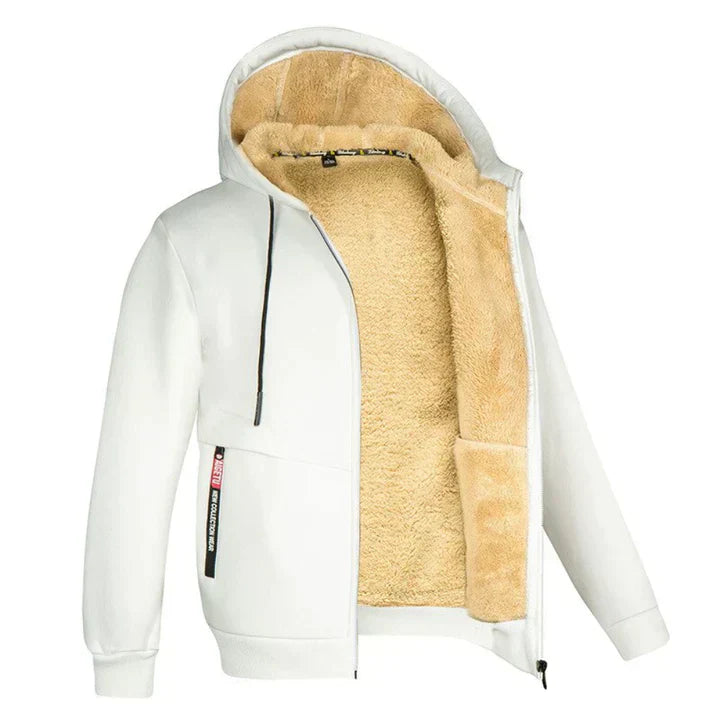Lukas – Herren Fleecejacke mit Kapuze und Teddy-Innenfutter