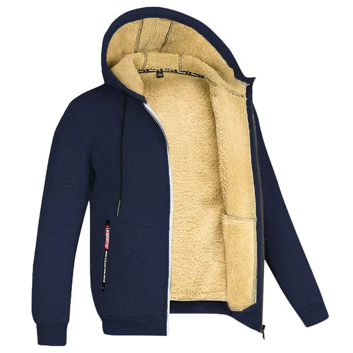 Lukas – Herren Fleecejacke mit Kapuze und Teddy-Innenfutter