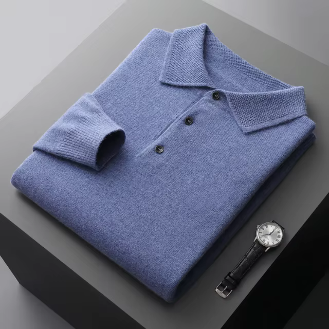 Adrian – Herren Baumwolle Strickpullover mit Polokragen