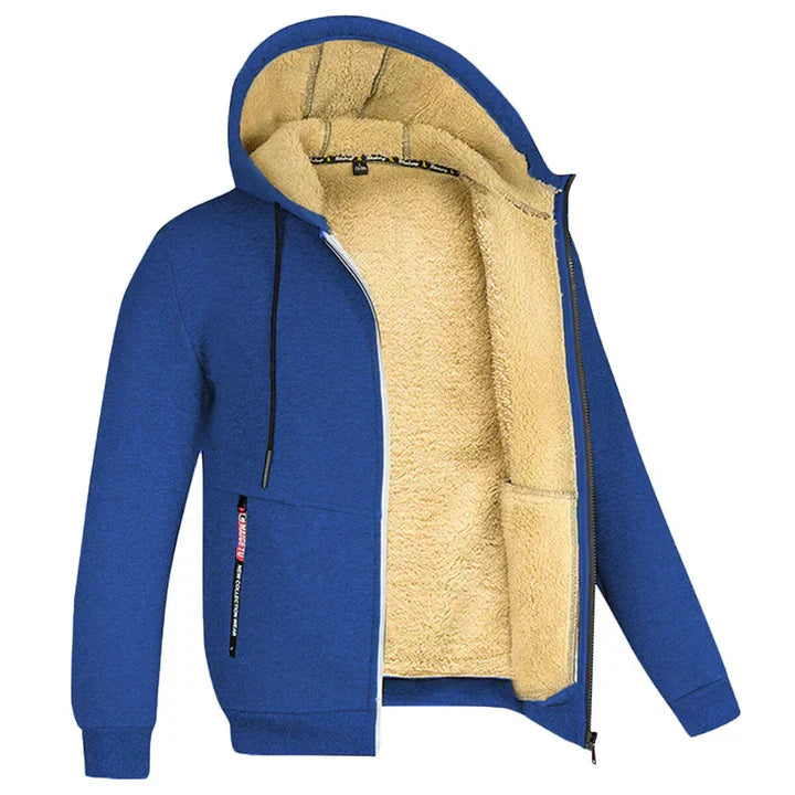 Lukas – Herren Fleecejacke mit Kapuze und Teddy-Innenfutter