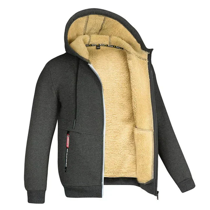 Lukas – Herren Fleecejacke mit Kapuze und Teddy-Innenfutter