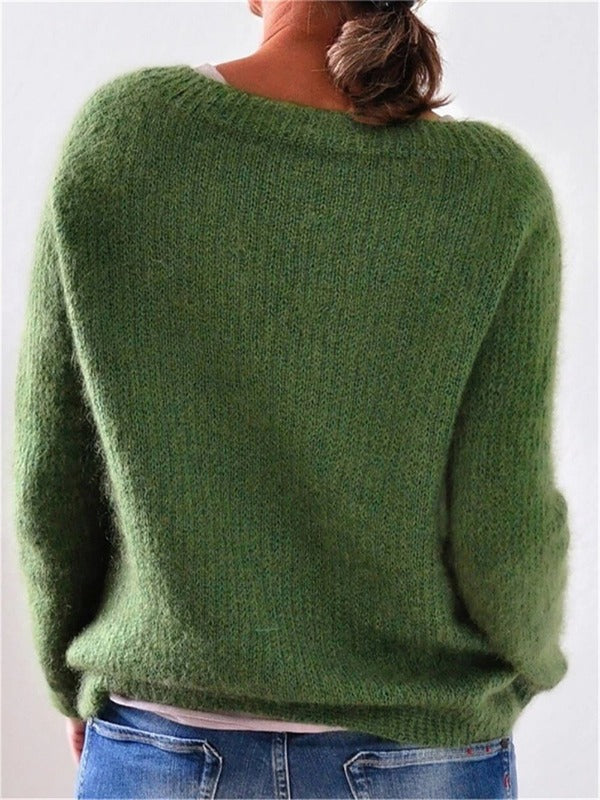 Livia - Damen Kaschmir Strickpullover aus Flauschgarn langarm Winter