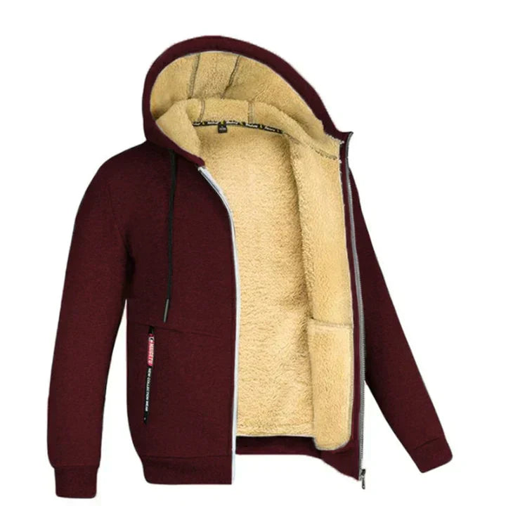 Lukas – Herren Fleecejacke mit Kapuze und Teddy-Innenfutter