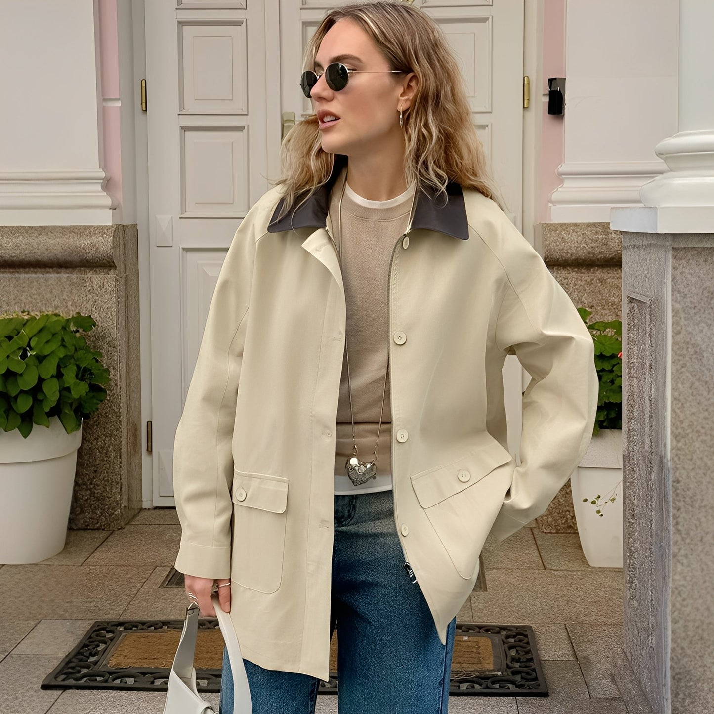 Alva – Damen Übergangsjacke mit Kontrastkragen
