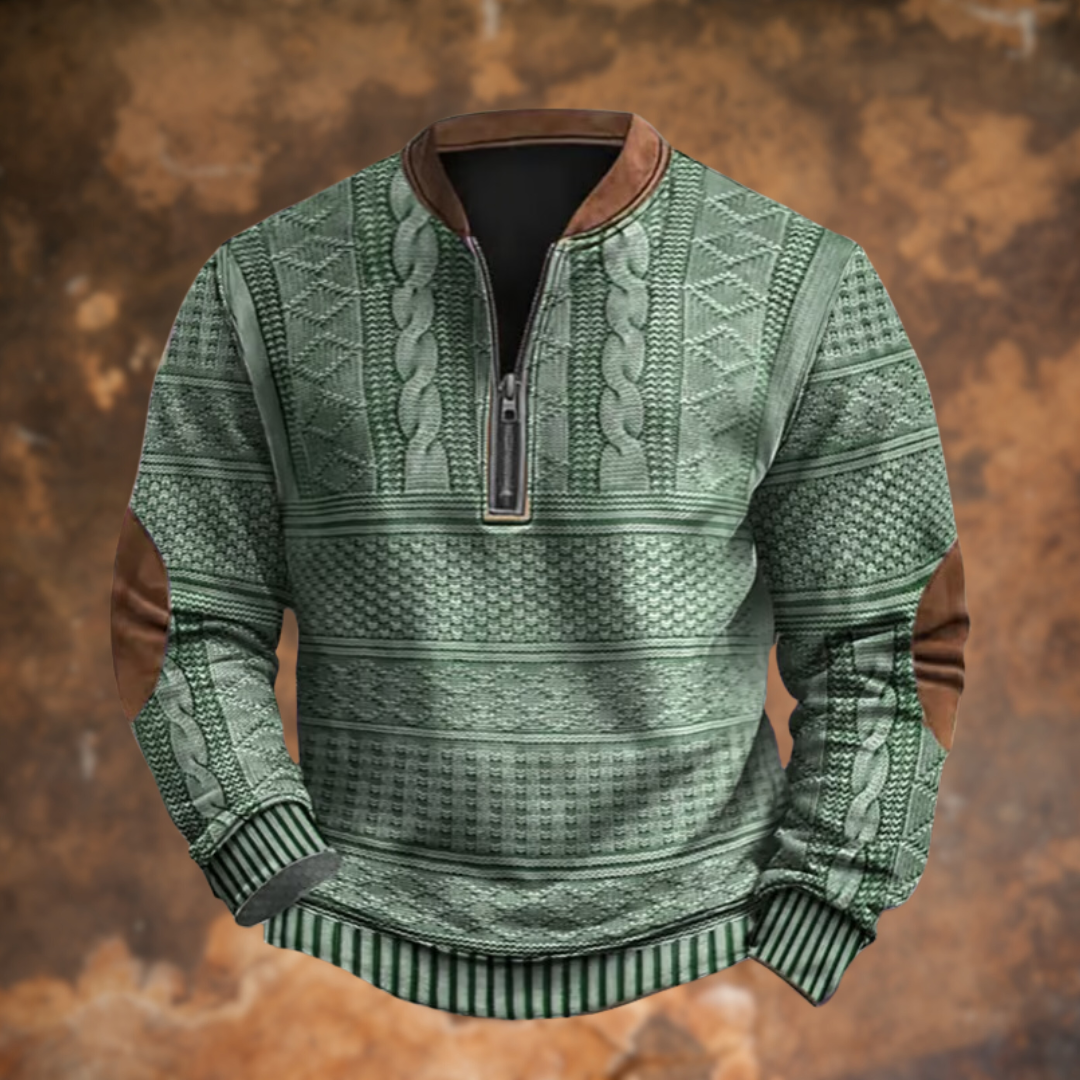 Marco - Herren Strickpullover mit halbem Reißverschluss