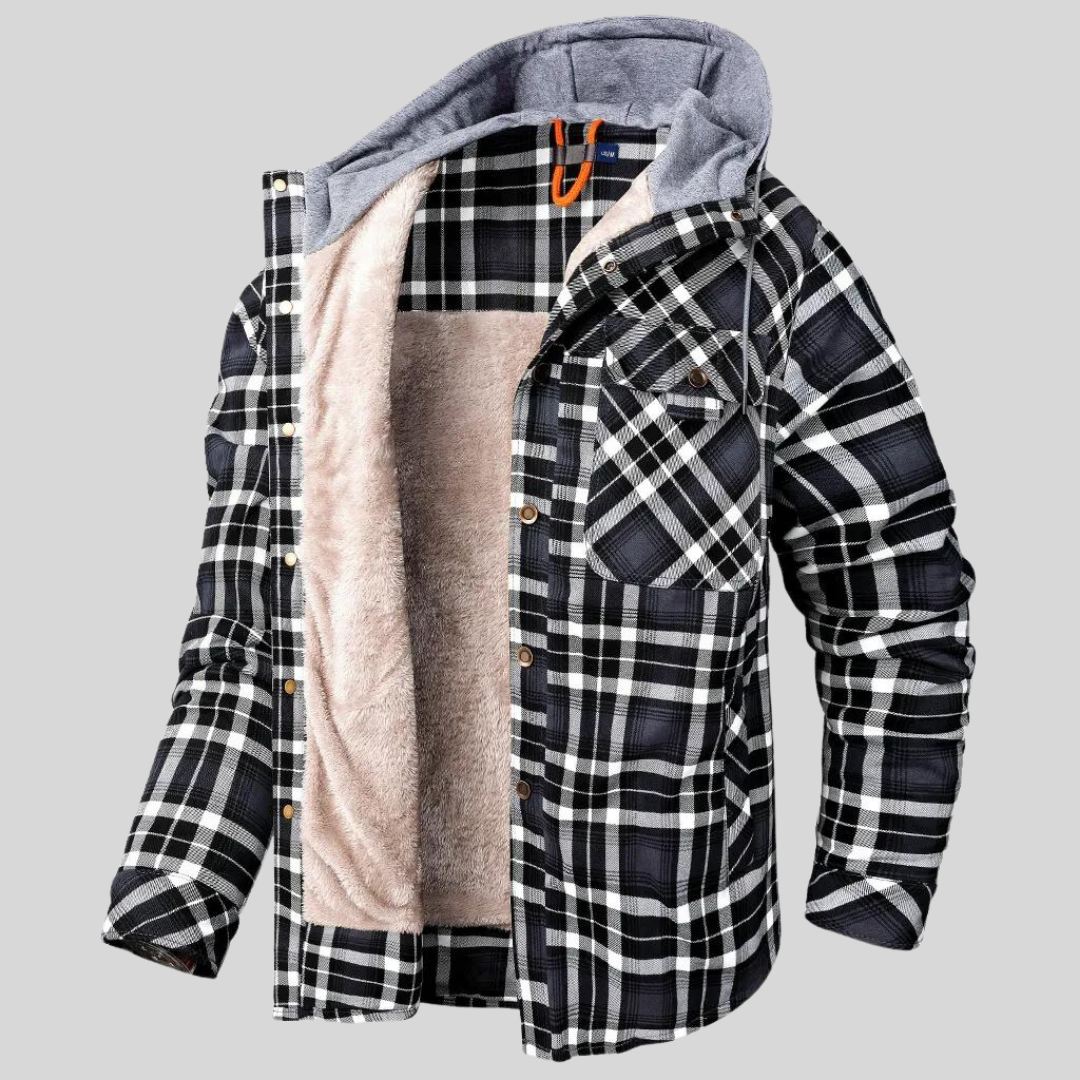 Tom – Herren Flanelljacke mit Kapuze und Fleece-Innenfutter