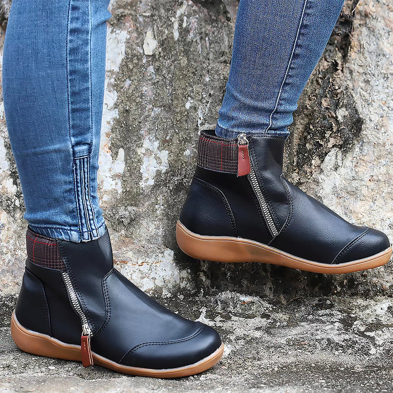 Lina - Damen Stiefeletten mit Reißverschluss und warmem Futter