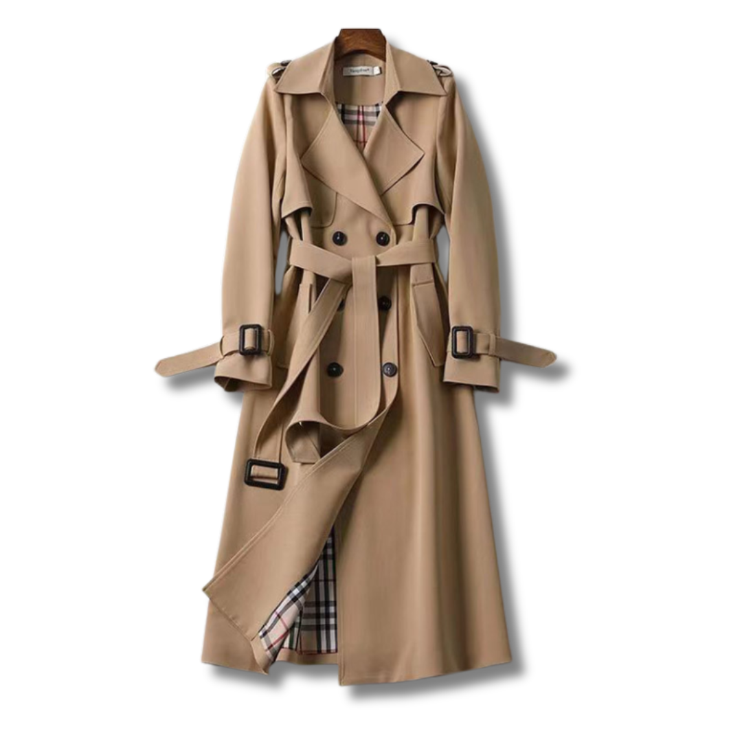 Valentina - Damen wollen Trenchcoat mit Bindegürtel und Doppelreiher