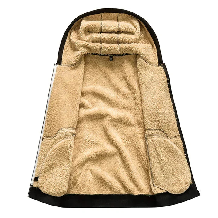 Lukas – Herren Fleecejacke mit Kapuze und Teddy-Innenfutter