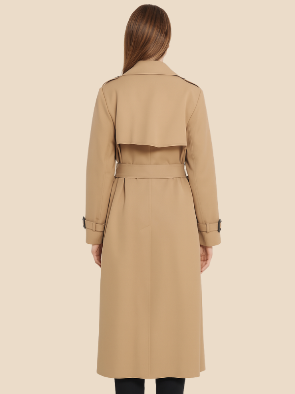 Amalia - Damen Trenchcoat mit Bindegürtel und Doppelknopfleiste