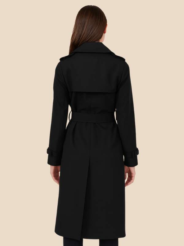 Amalia - Damen Trenchcoat mit Bindegürtel und Doppelknopfleiste