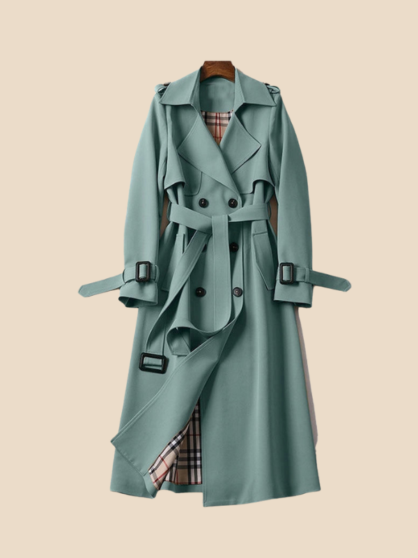 Amalia - Damen Trenchcoat mit Bindegürtel und Doppelknopfleiste