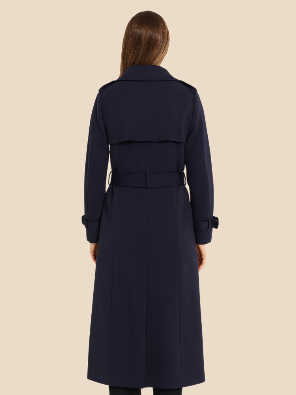 Amalia - Damen Trenchcoat mit Bindegürtel und Doppelknopfleiste
