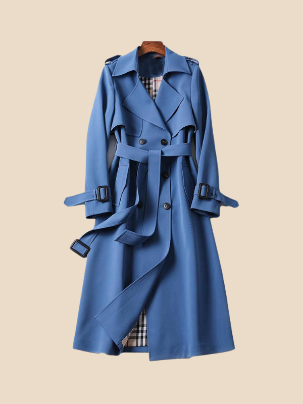 Amalia - Damen Trenchcoat mit Bindegürtel und Doppelknopfleiste