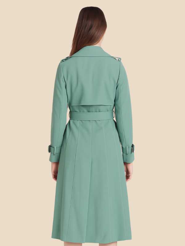 Amalia - Damen Trenchcoat mit Bindegürtel und Doppelknopfleiste