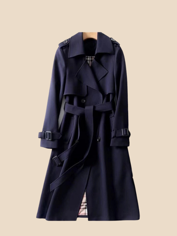 Amalia - Damen Trenchcoat mit Bindegürtel und Doppelknopfleiste