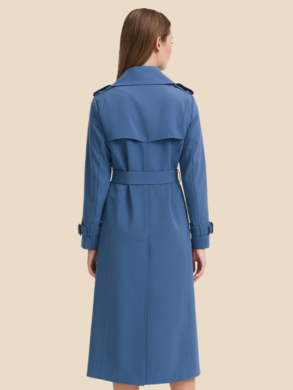 Amalia - Damen Trenchcoat mit Bindegürtel und Doppelknopfleiste