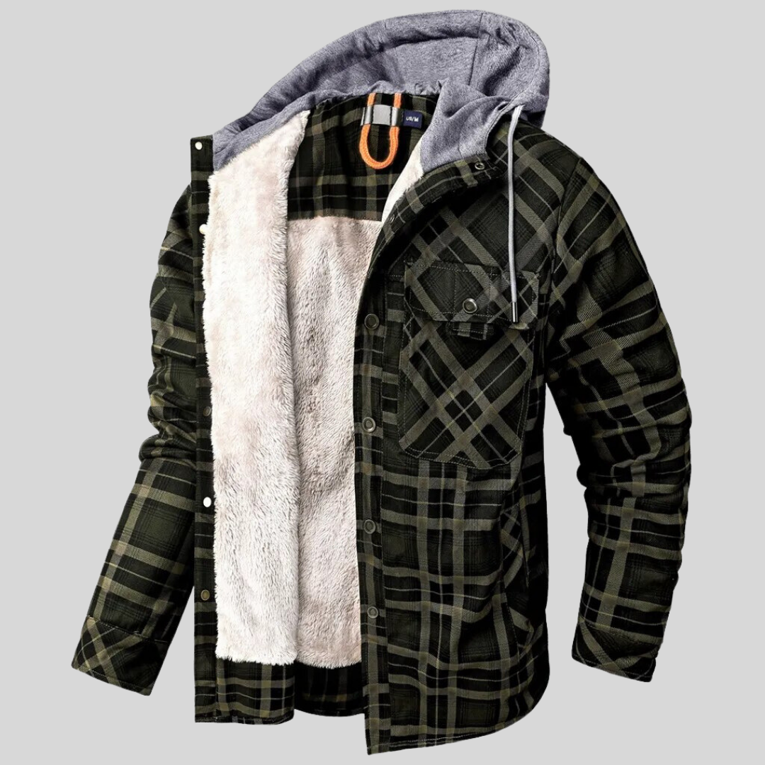 Tom – Herren Flanelljacke mit Kapuze und Fleece-Innenfutter