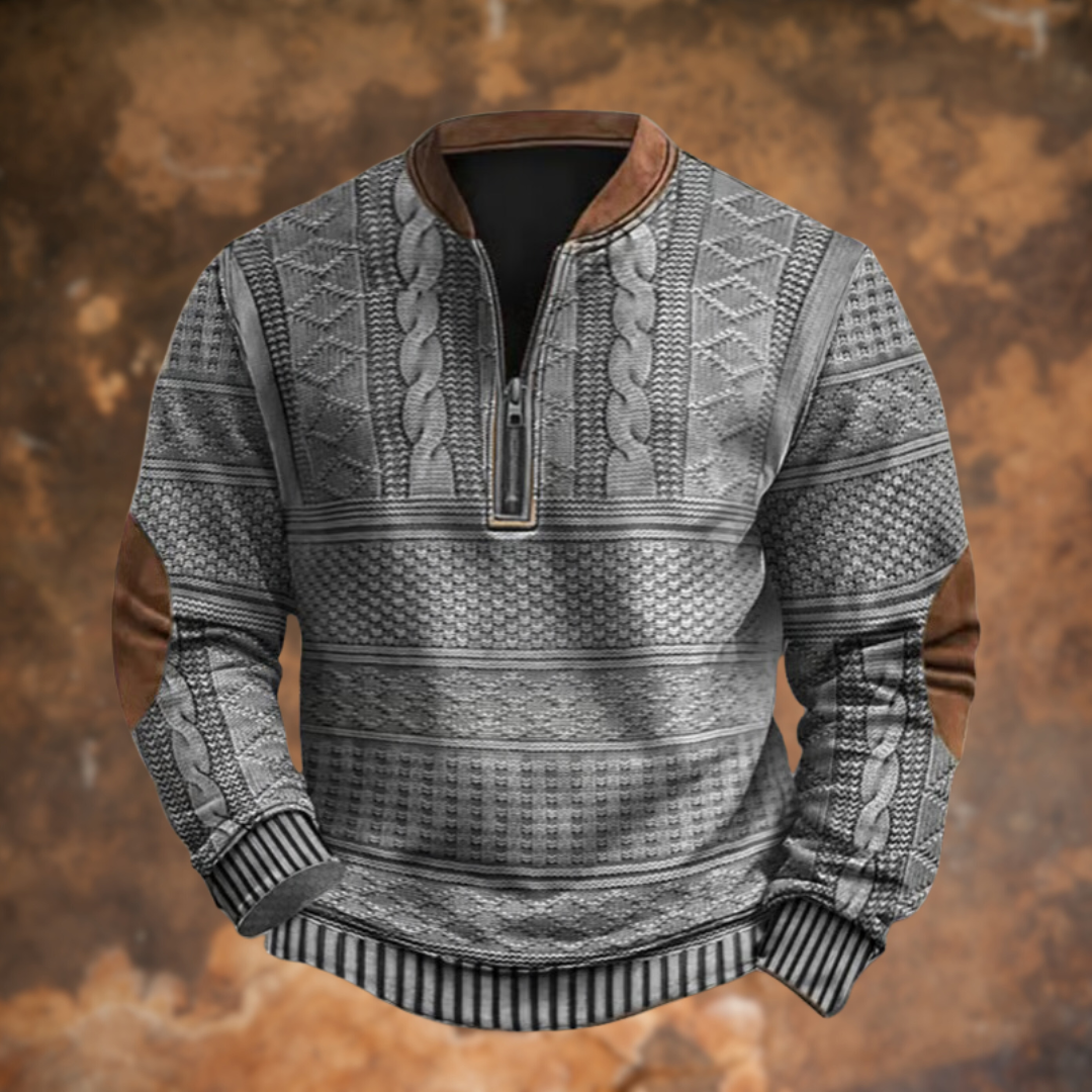 Marco - Herren Strickpullover mit halbem Reißverschluss