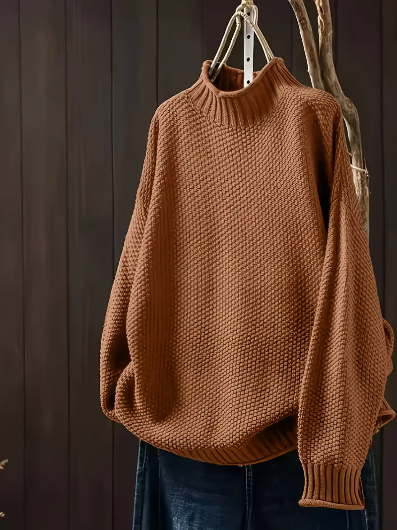 Sophie - Damen Pullover mit Stehkragen und Strukturmuster