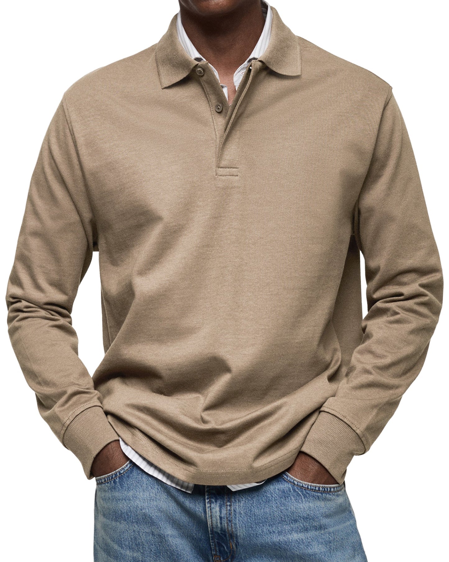 Leonardo - Herren Poloshirt langarm mit Knopfleiste