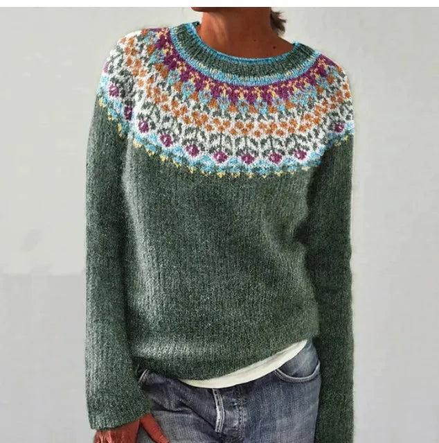 Ella – Bunter Strickpullover mit Rundhalsausschnitt Damen
