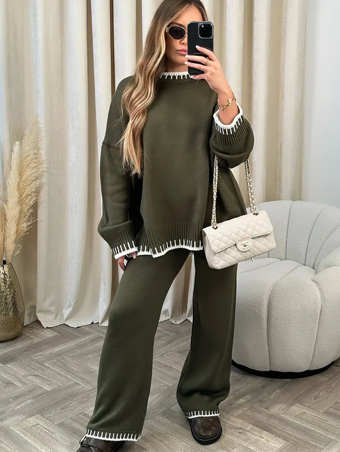 Sofia - Damen Freizeitanzug Set mit Strickdetails