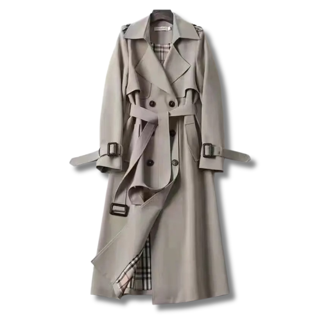 Valentina - Damen wollen Trenchcoat mit Bindegürtel und Doppelreiher