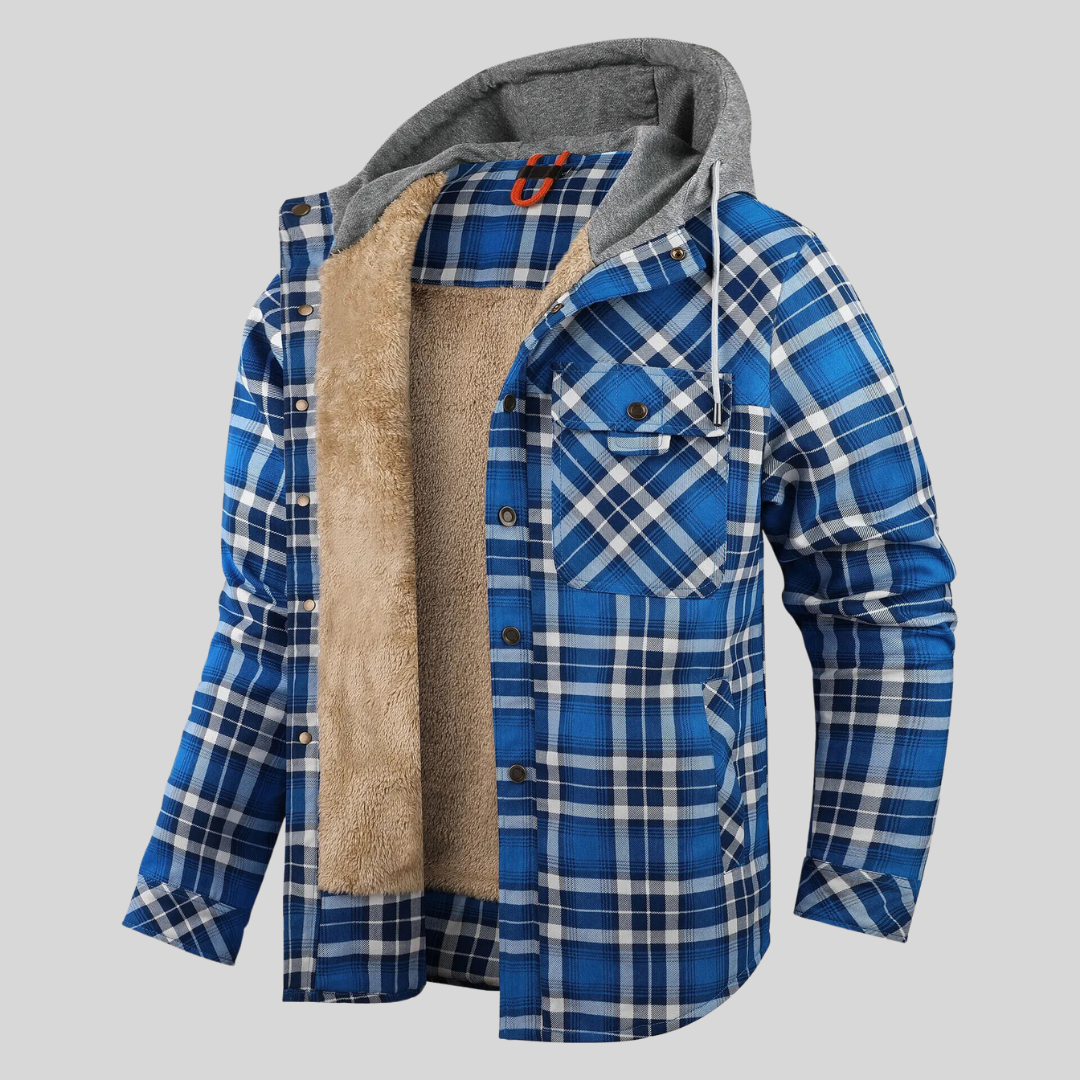 Tom – Herren Flanelljacke mit Kapuze und Fleece-Innenfutter