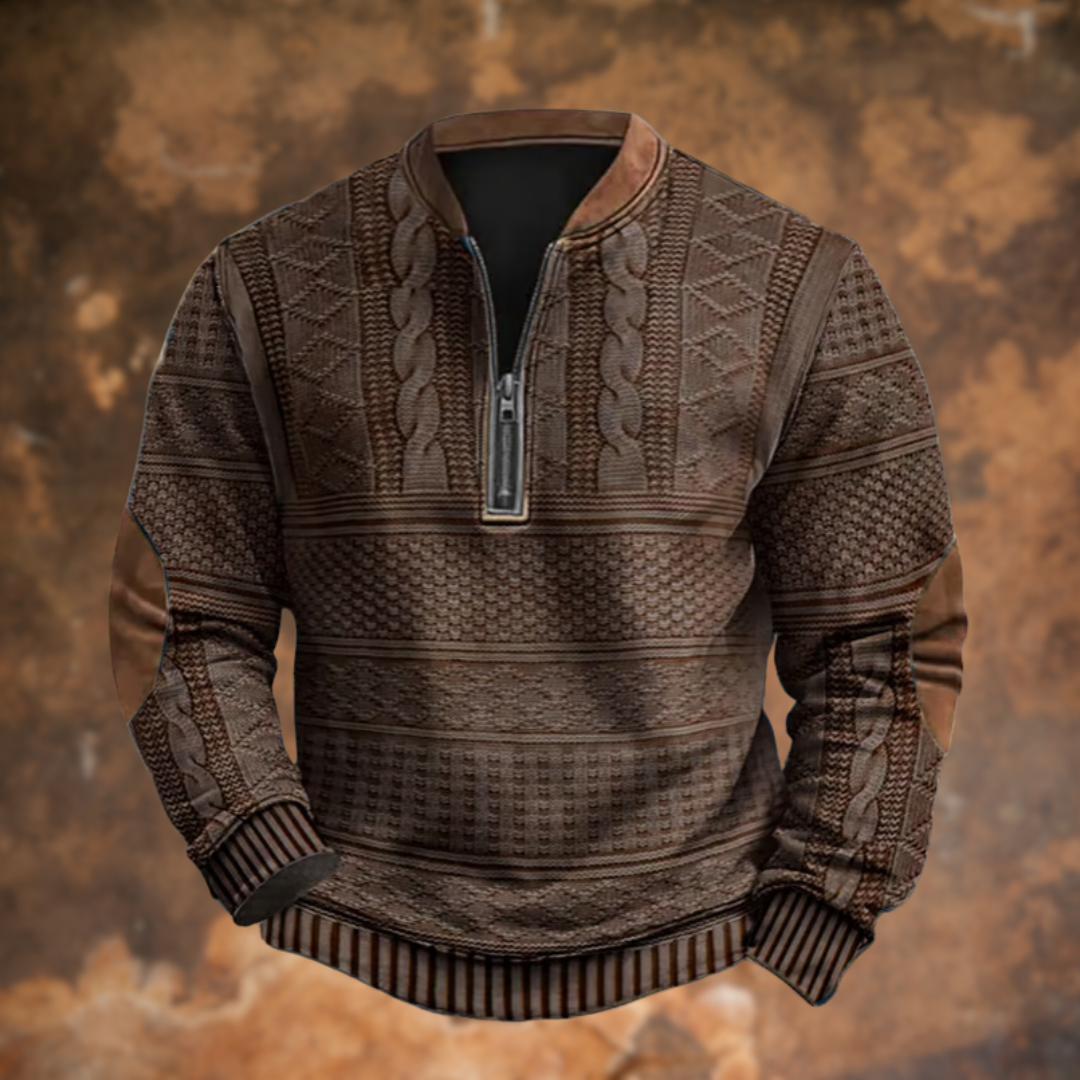 Marco - Herren Strickpullover mit halbem Reißverschluss