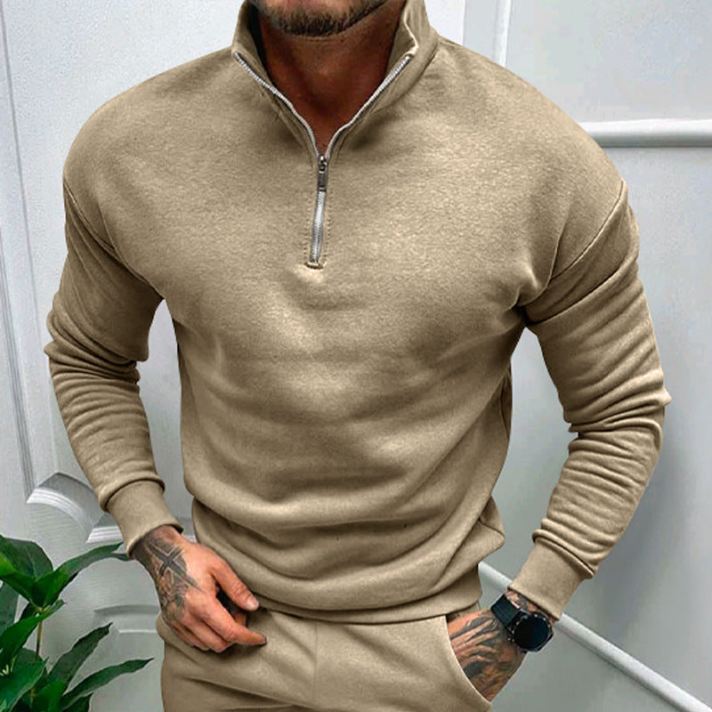 Leon - Herrenpullover mit Stehkragen und halbem Reißverschluss