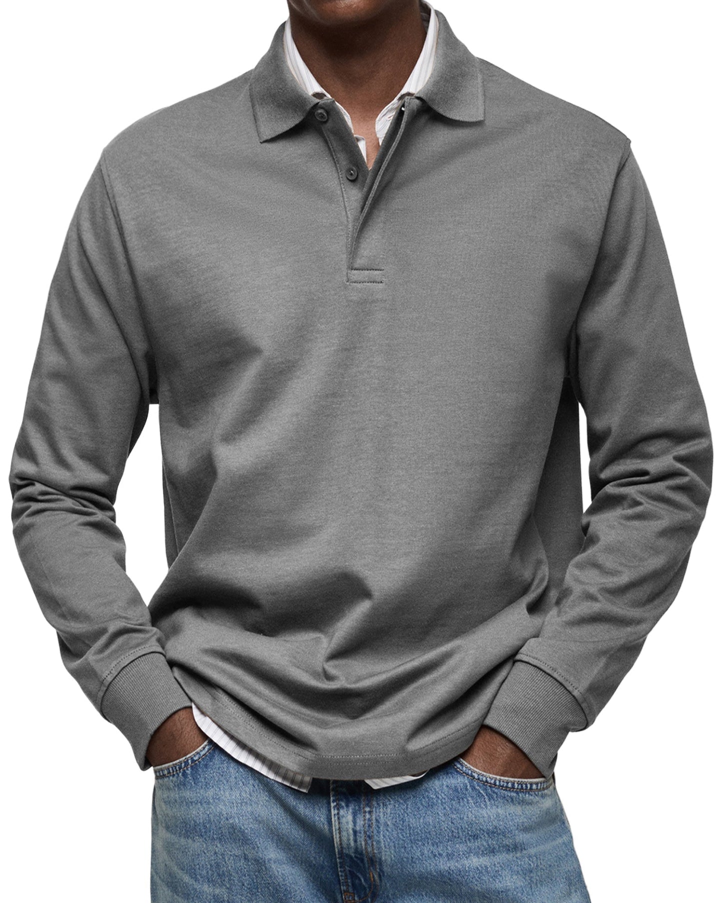 Leonardo - Herren Poloshirt langarm mit Knopfleiste