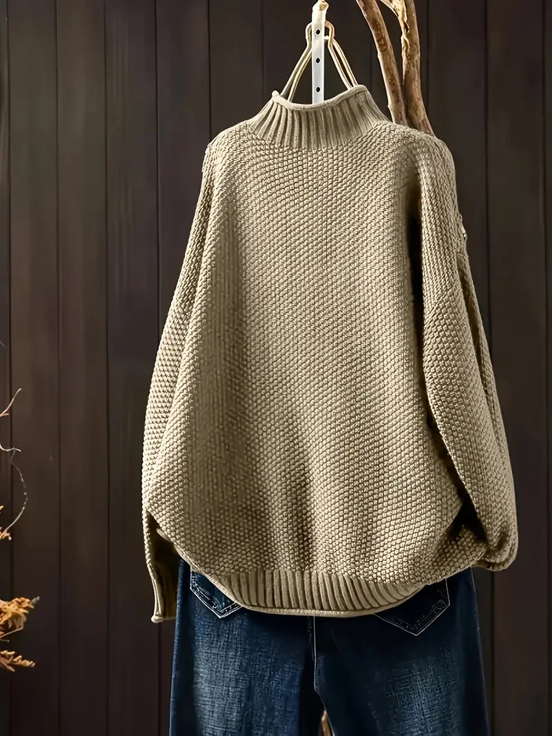 Sophie - Damen Pullover mit Stehkragen und Strukturmuster