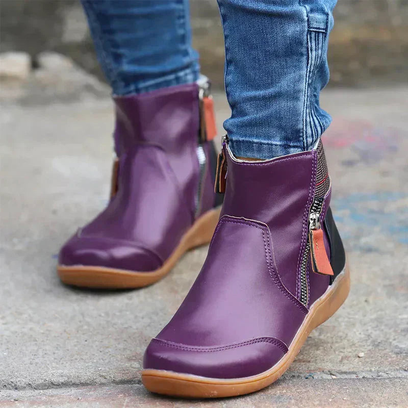 Lina - Damen Stiefeletten mit Reißverschluss und warmem Futter