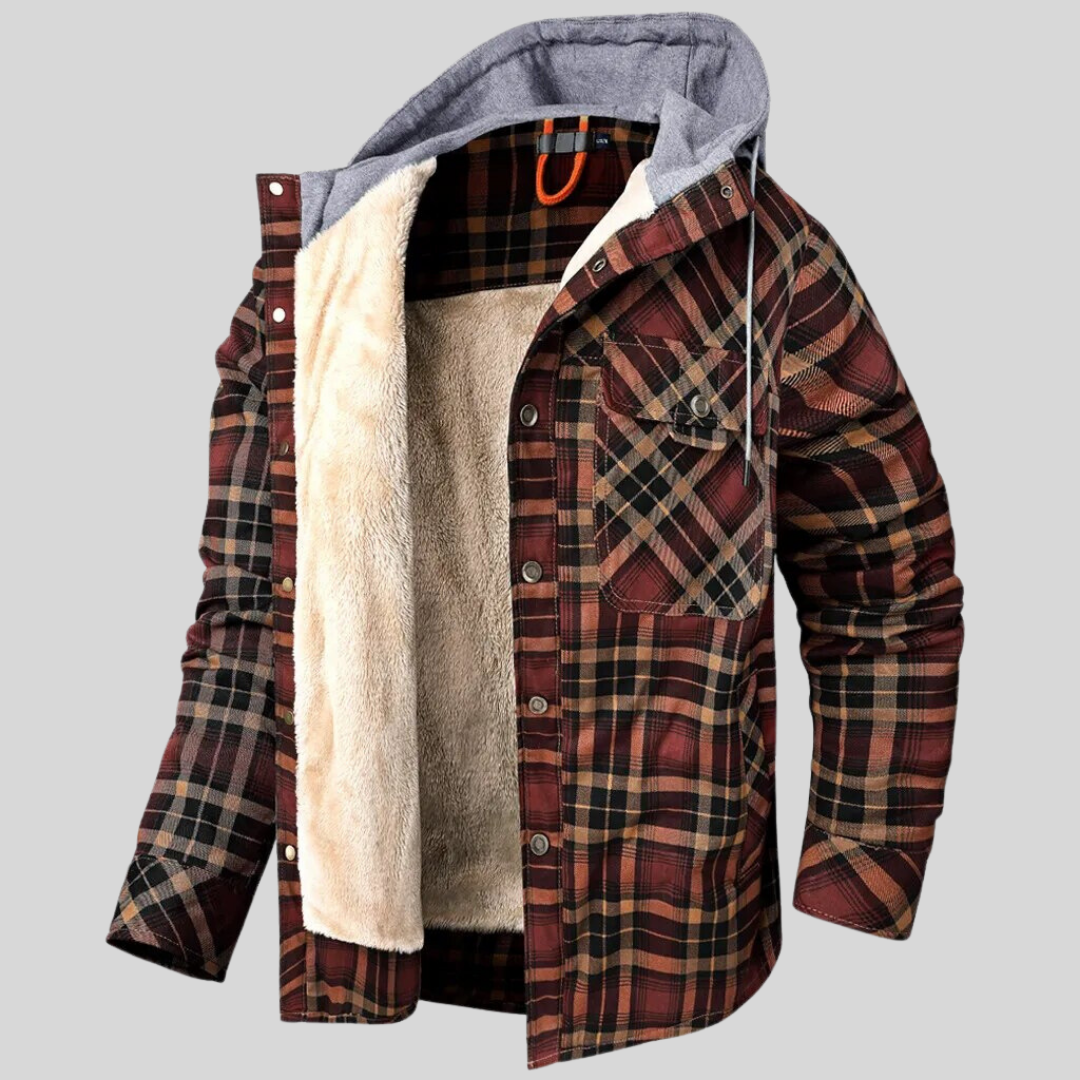 Tom – Herren Flanelljacke mit Kapuze und Fleece-Innenfutter