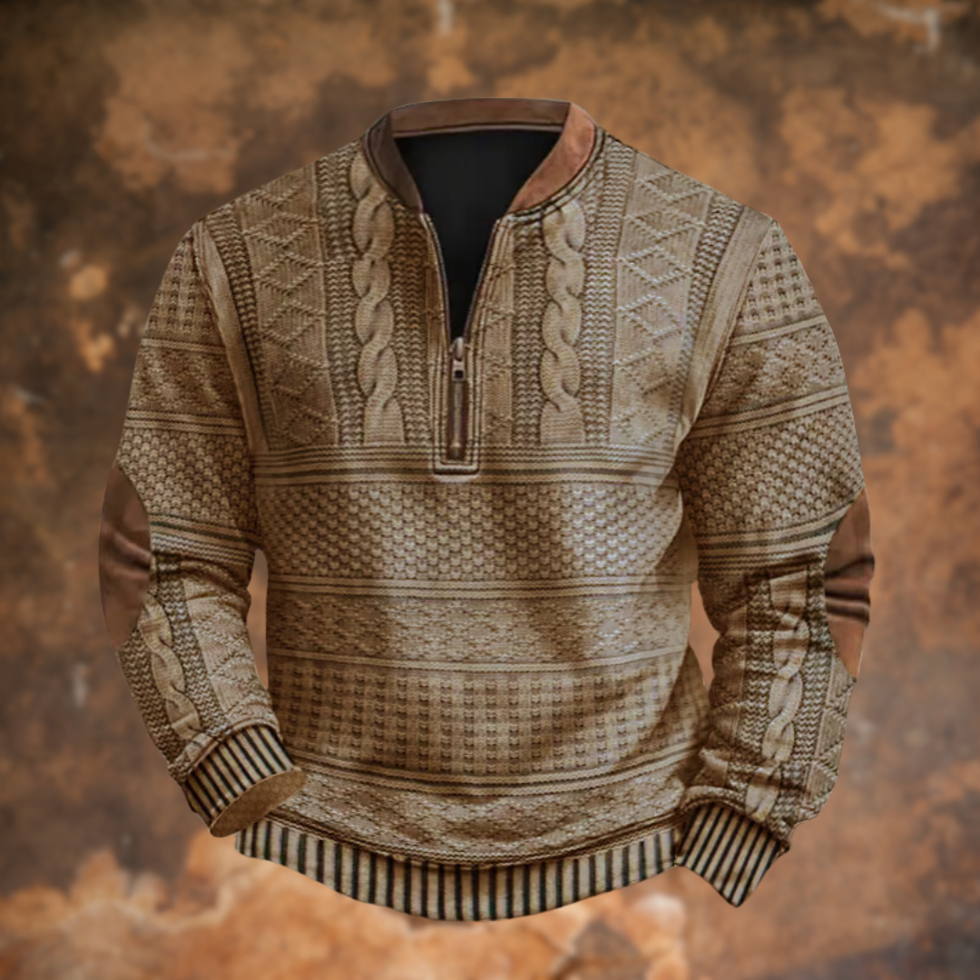Marco - Herren Strickpullover mit halbem Reißverschluss
