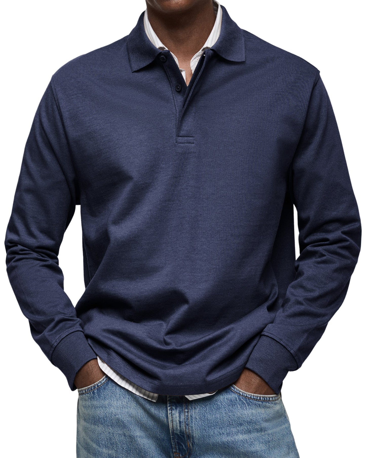 Leonardo - Herren Poloshirt langarm mit Knopfleiste