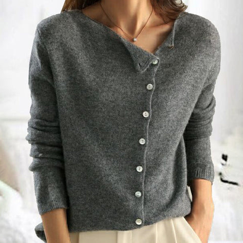 Elena - Damen wollen Strickcardigan mit V-Ausschnitt und Knöpfen