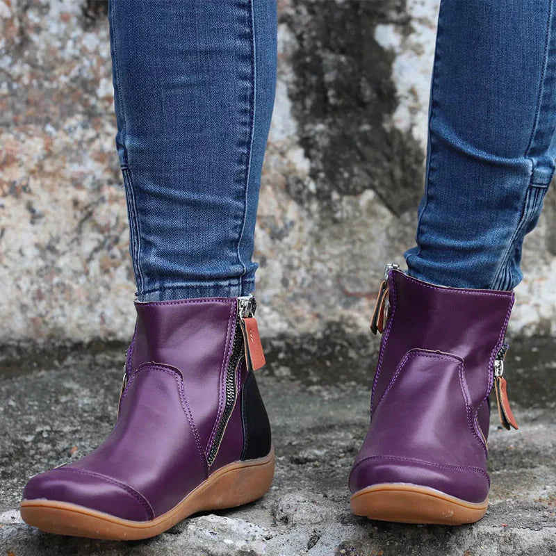 Lina - Damen Stiefeletten mit Reißverschluss und warmem Futter