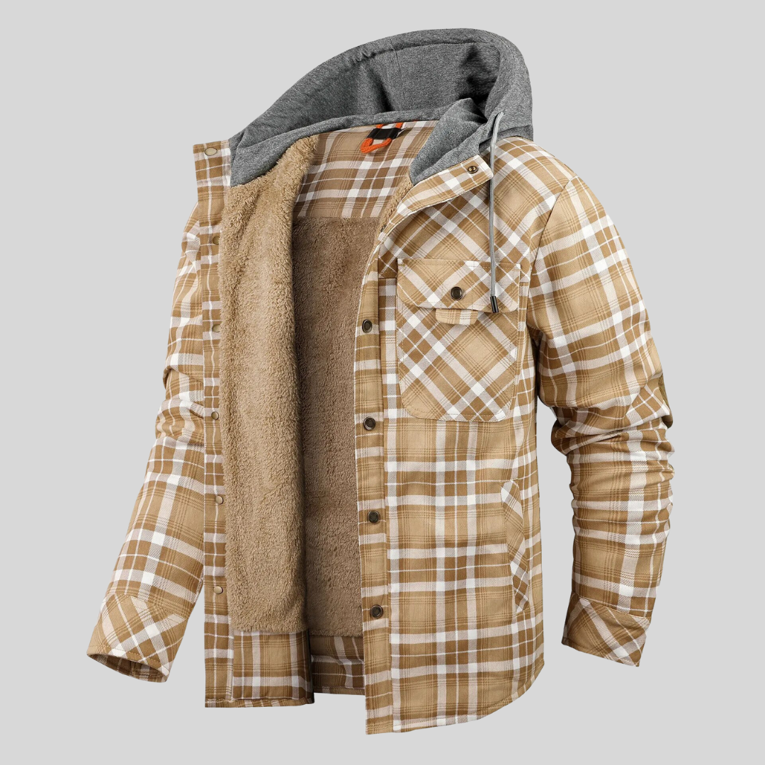 Tom – Herren Flanelljacke mit Kapuze und Fleece-Innenfutter