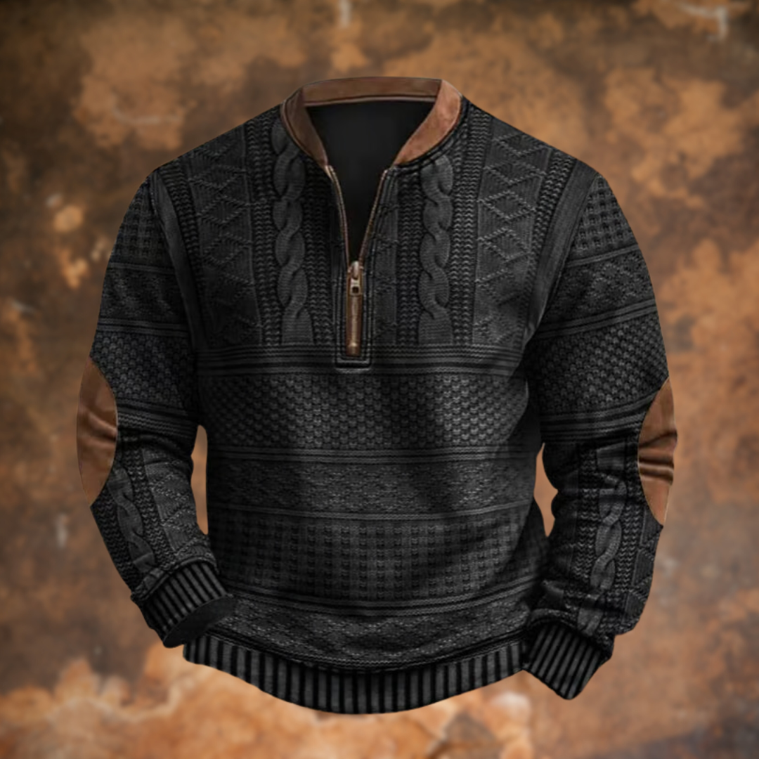 Lars – Strukturierter Strickpullover mit Reißverschluss Herren