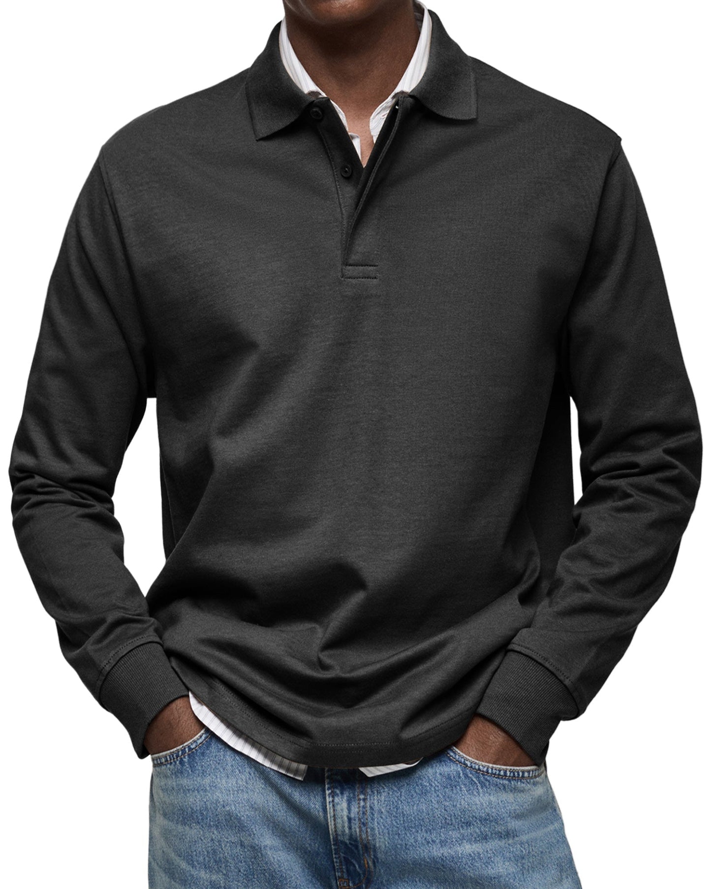 Leonardo - Herren Poloshirt langarm mit Knopfleiste