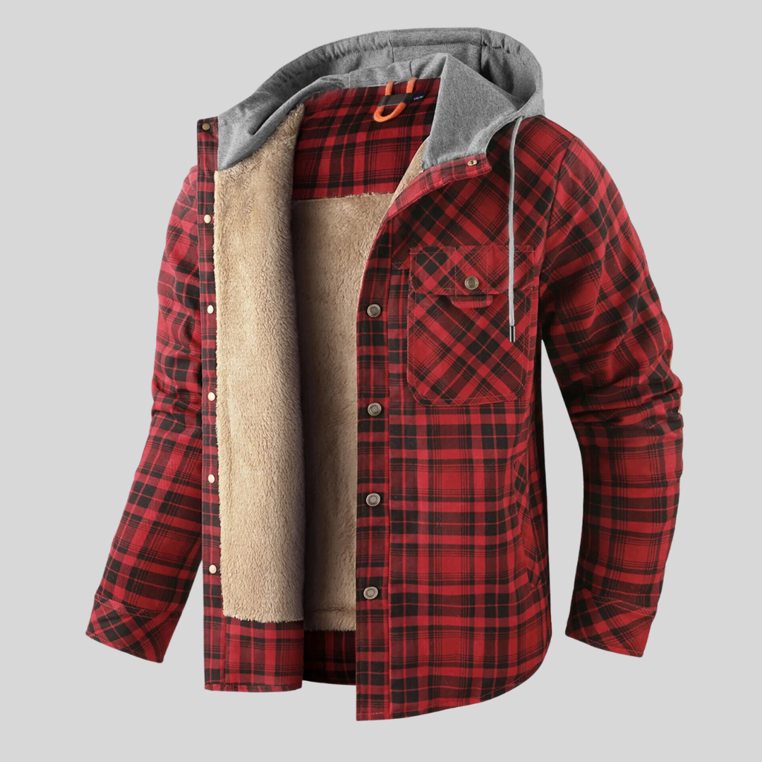 Tom – Herren Flanelljacke mit Kapuze und Fleece-Innenfutter