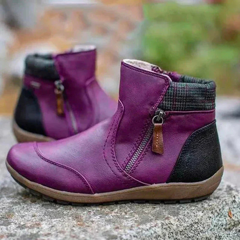 Lina - Damen Stiefeletten mit Reißverschluss und warmem Futter