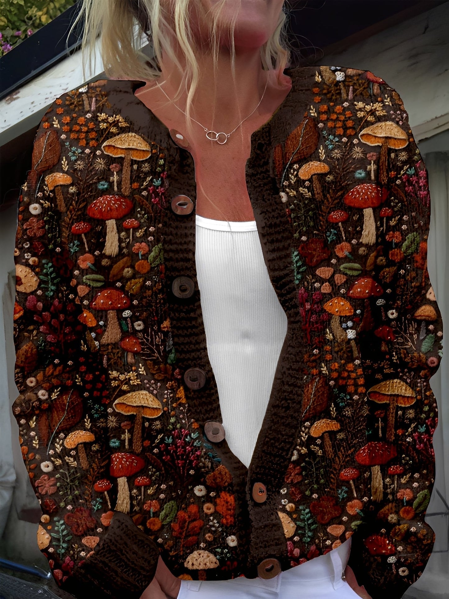 Maribel - Damen Strickjacke mit Tiermotiv und Knopfleiste