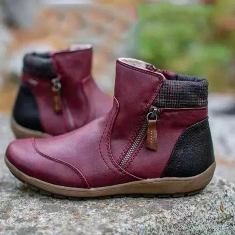 Lina - Damen Stiefeletten mit Reißverschluss und warmem Futter